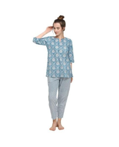 Mesmora Womens Cotton Floral Night Suits
